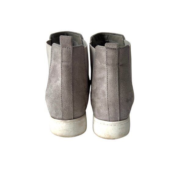 Soda Wedge Sneaker Shoes Side Zipper Light Grey High Top‎ Women Size 7.5 Taupe - Picture 2 of 8
